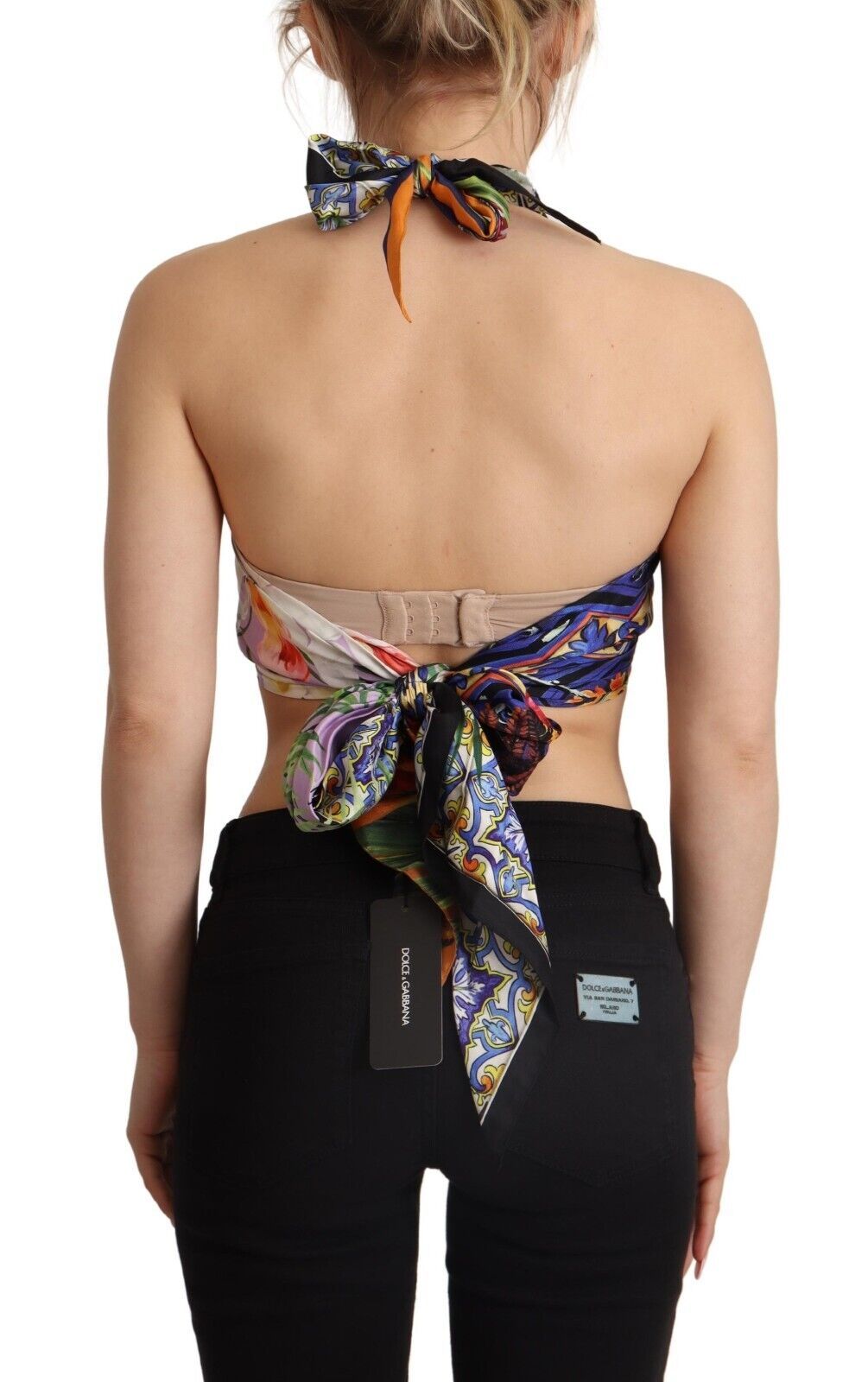 - Sumptuous Silk Halter Cropped Top - Multicolor