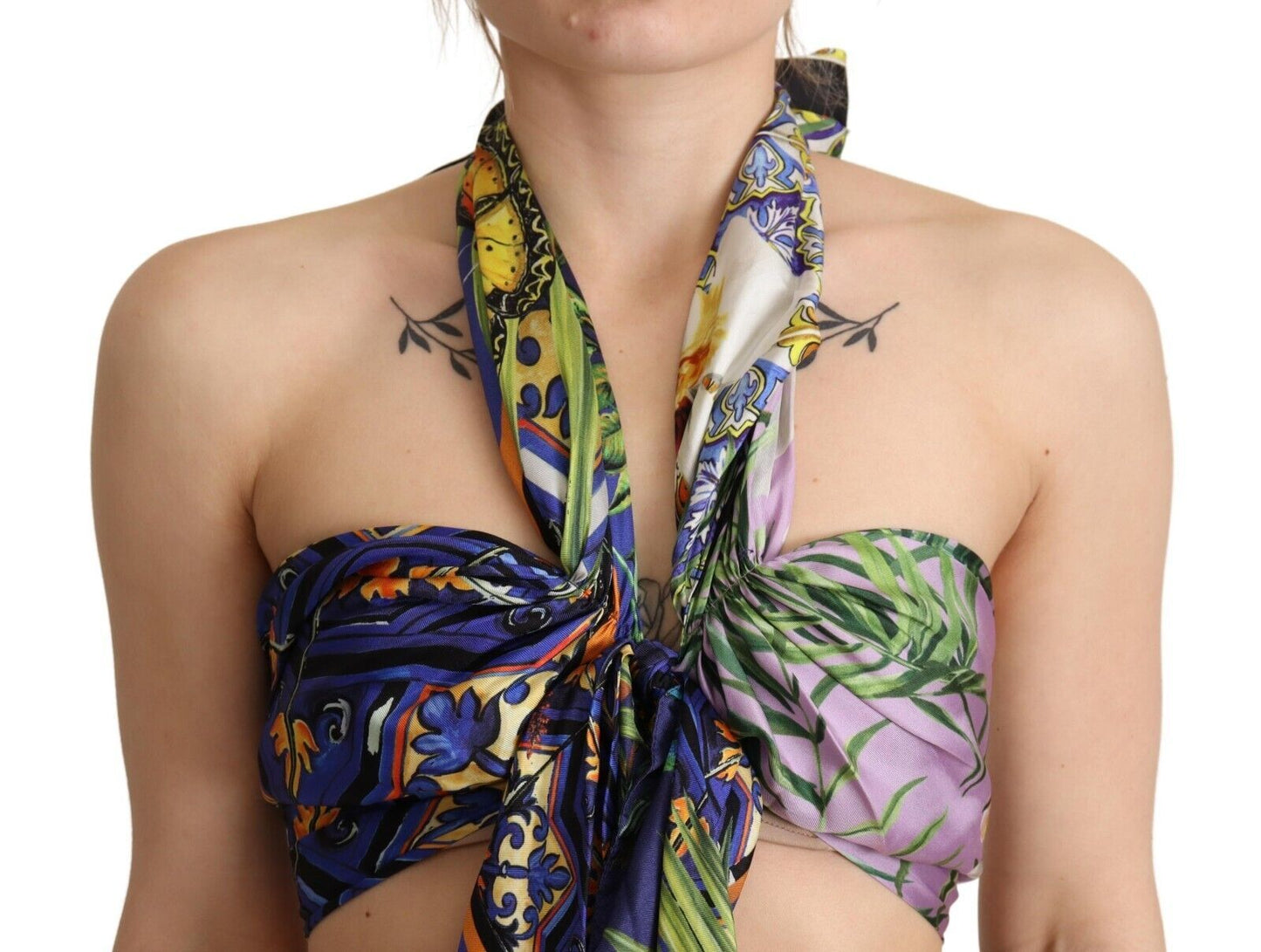 - Sumptuous Silk Halter Cropped Top - Multicolor