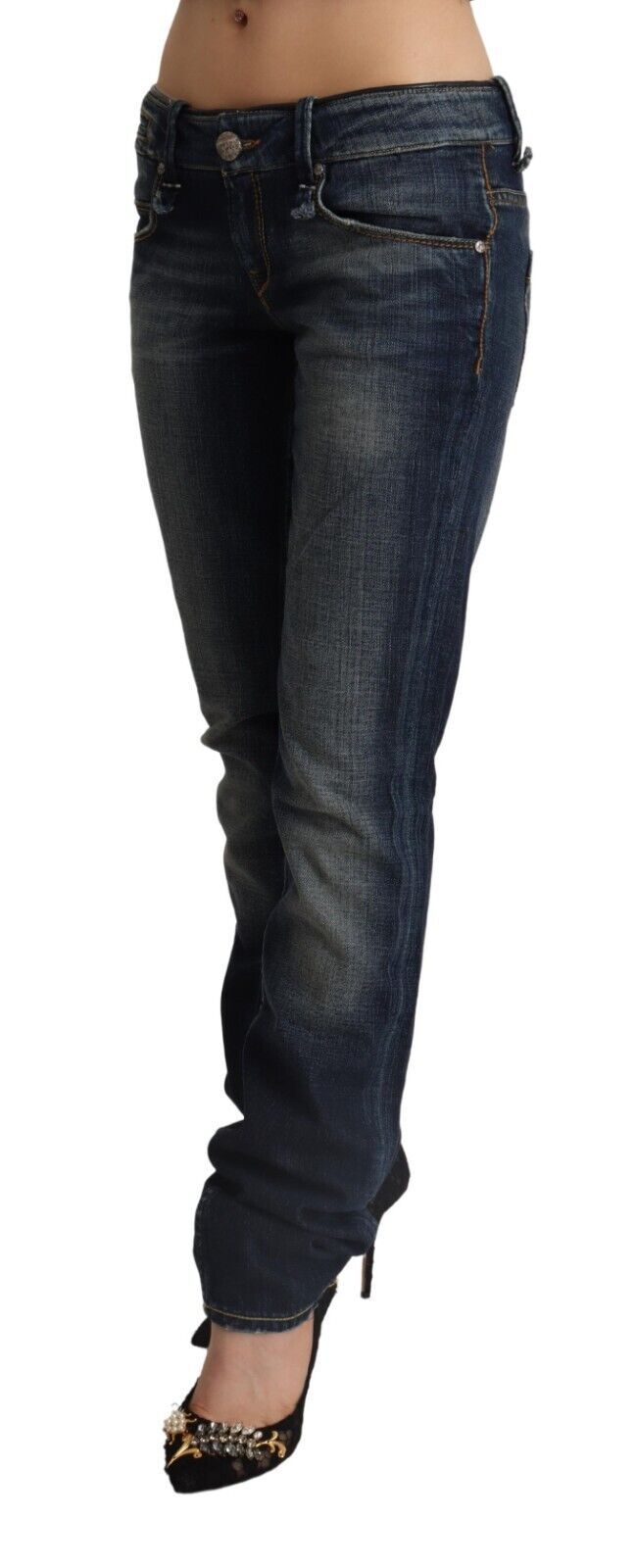 - Chic Dark Blue Low Waist Skinny Jeans