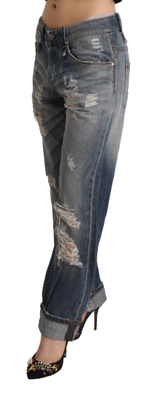 - Chic Mid Waist Baggy Fit Denim