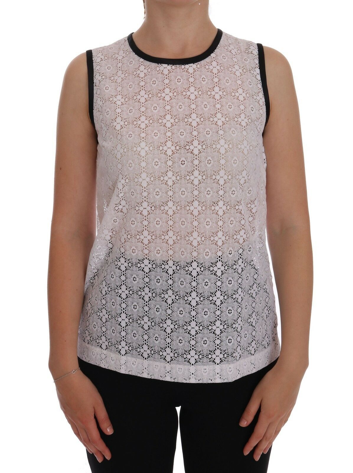 - Elegant White Nylon Tank Top