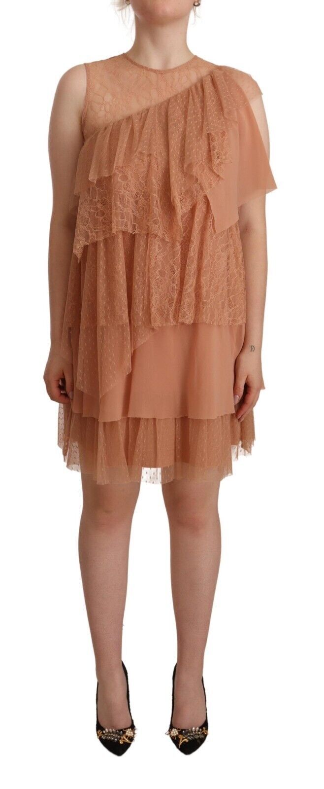 - Chic Pink Sleeveless Tiered Mini Dress
