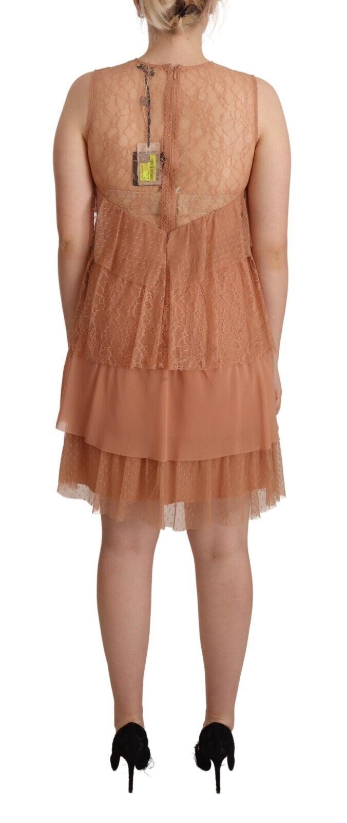 - Chic Pink Sleeveless Tiered Mini Dress
