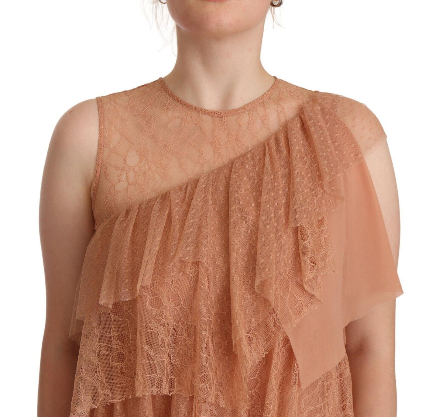 - Chic Pink Sleeveless Tiered Mini Dress