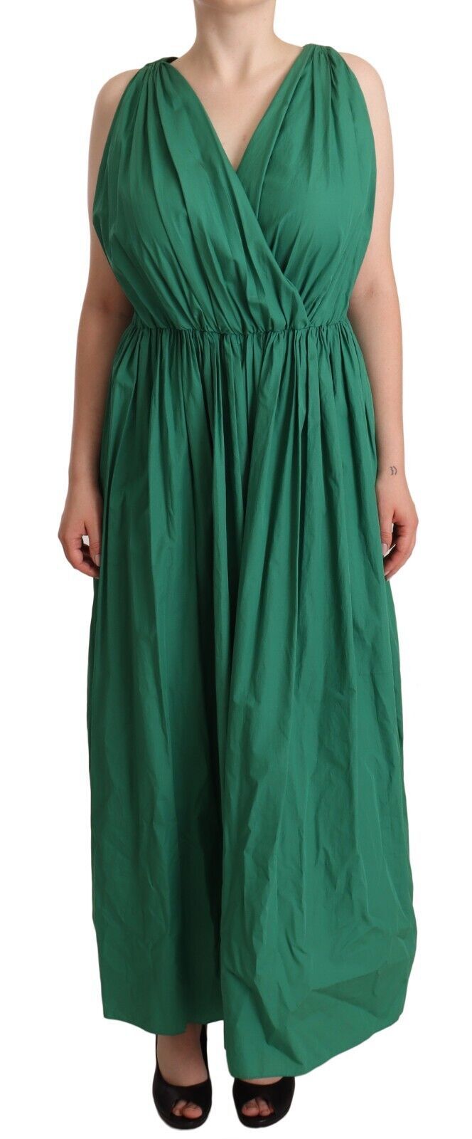 - Elegant Deep Green Sleeveless A-Line Dress