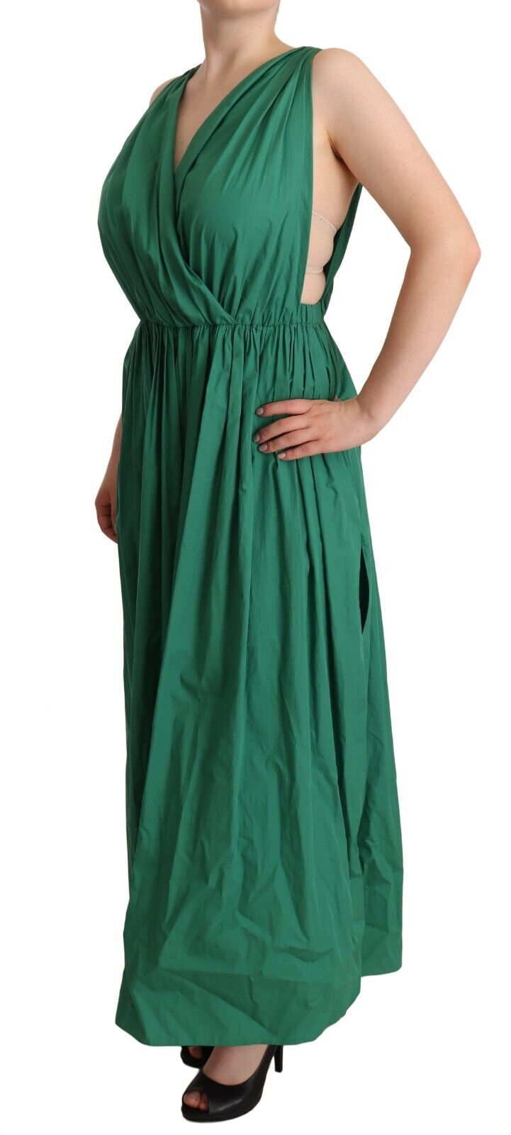 - Elegant Deep Green Sleeveless A-Line Dress