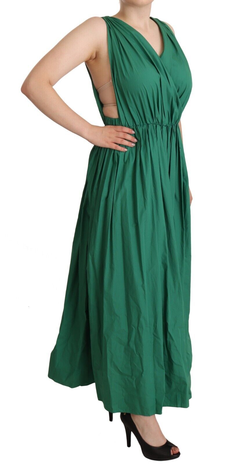 - Elegant Deep Green Sleeveless A-Line Dress