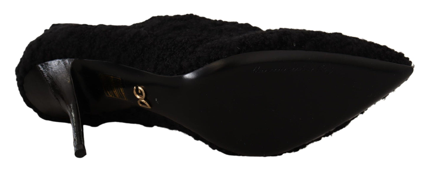 - Elegant Black Mid-Calf Viscose Boots