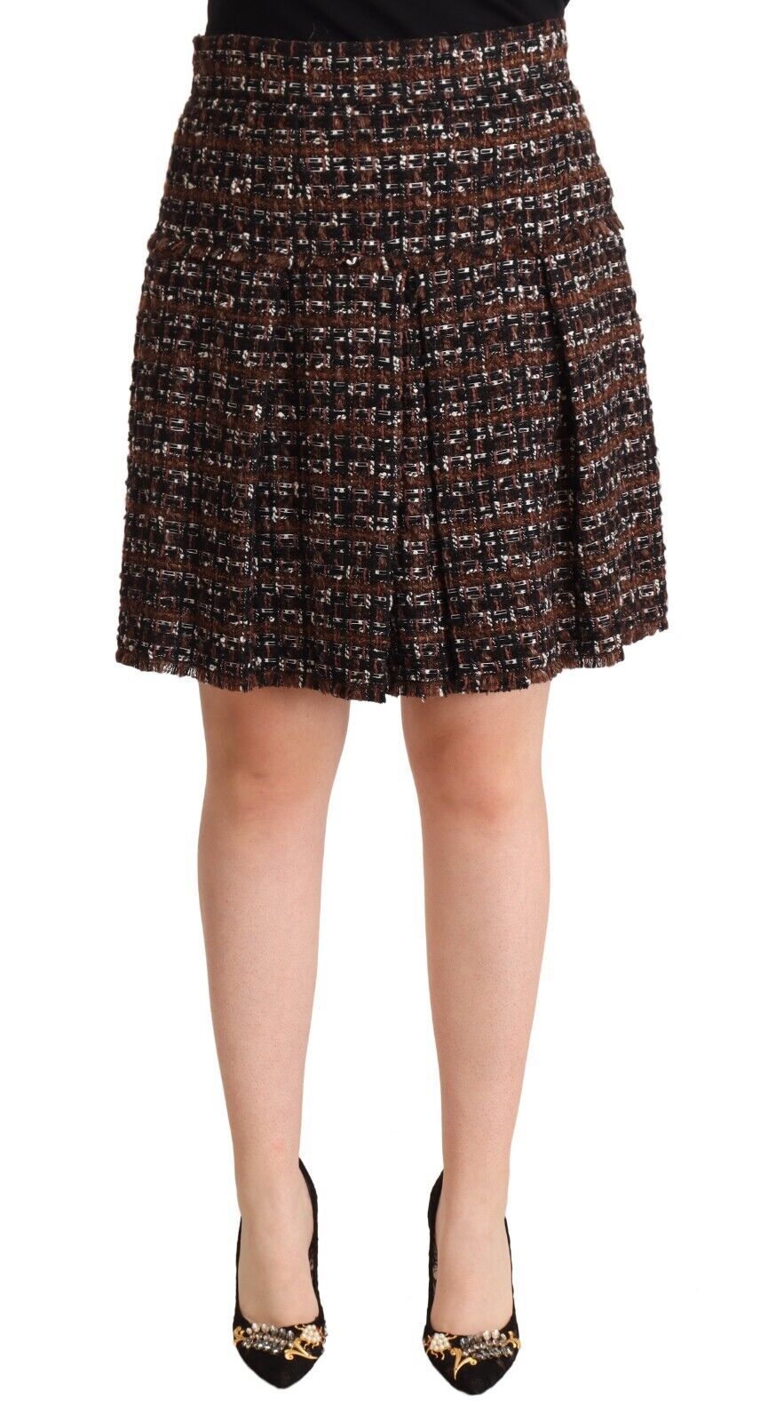 - Chic Brown A-line Pleated Mini Skirt