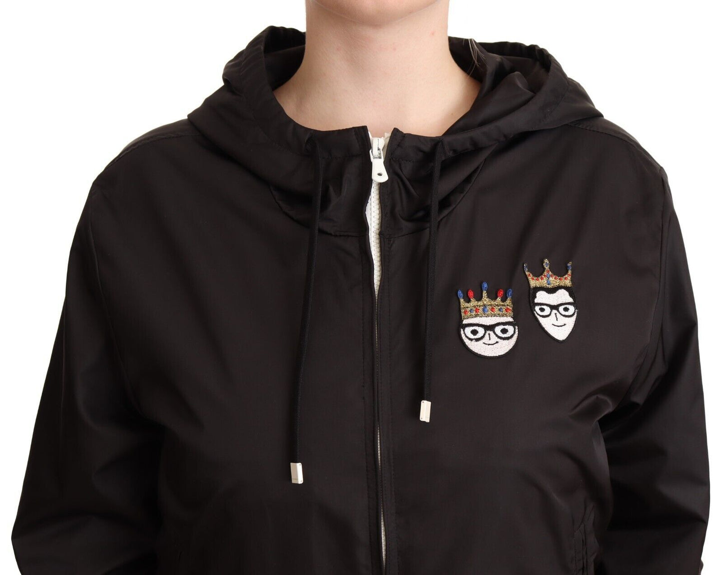 - Elegant Black Bomber Jacket with Hood