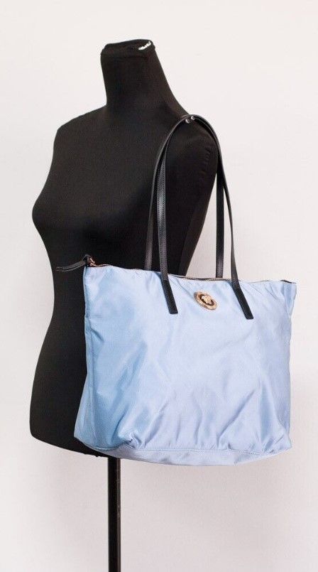 - Portuna Medusa Medium Cornflower Blue Nylon Leather Tote Bag Purse