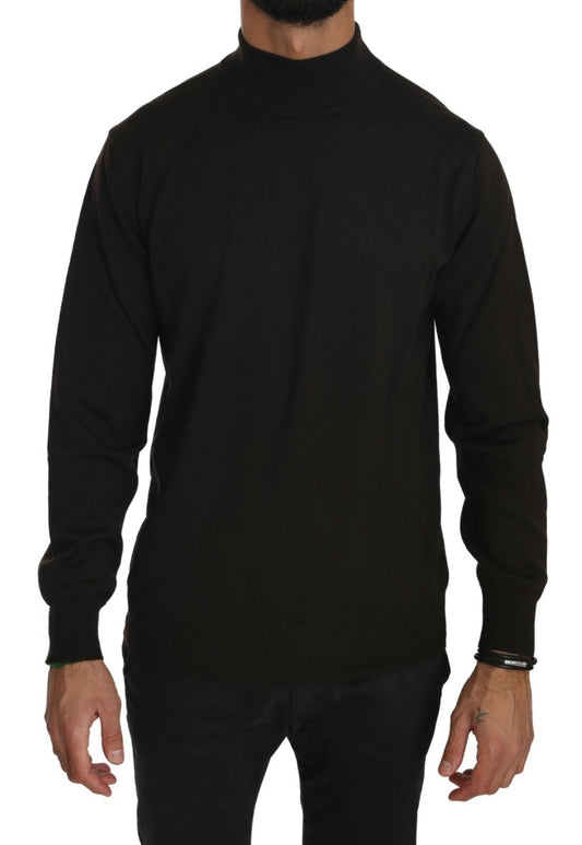 - Elegant Brown Virgin Wool Sweater