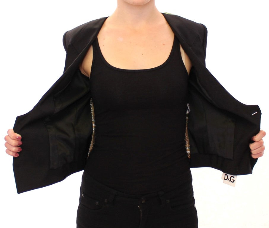- Elegant Silk-Blend Black Blazer with Scarf Back Detail