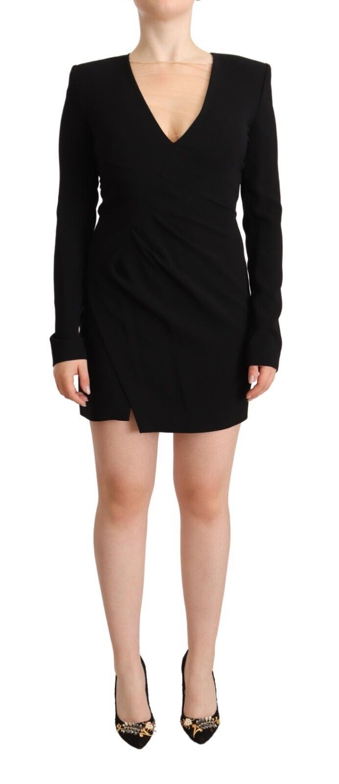 - Elegant Black V-Neck Mini Dress