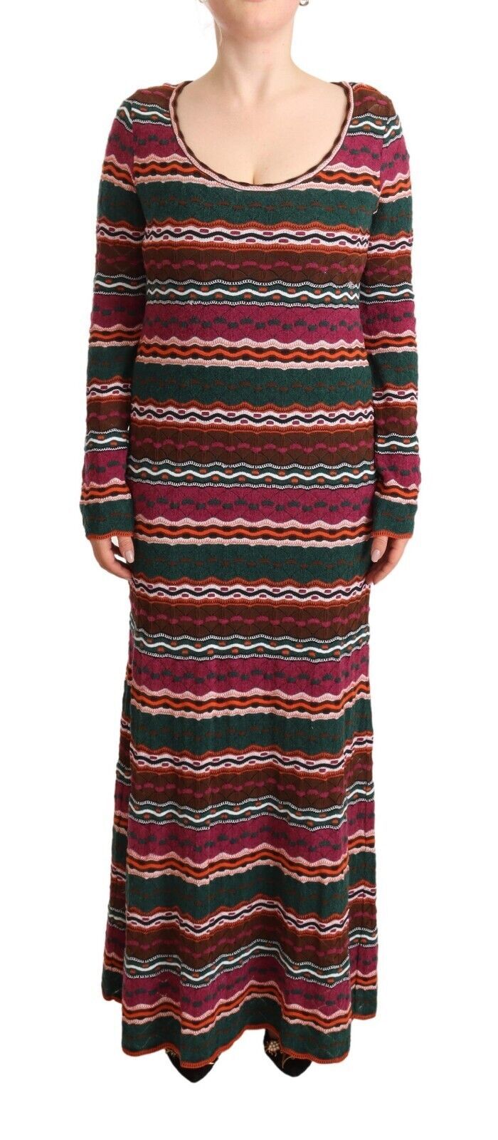 - Multicolor Striped Long Sleeve Sheath Dress