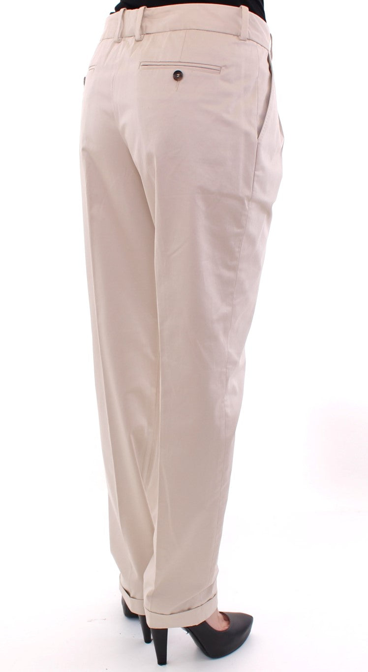 - Elegant Beige Regular Fit Cotton Pants