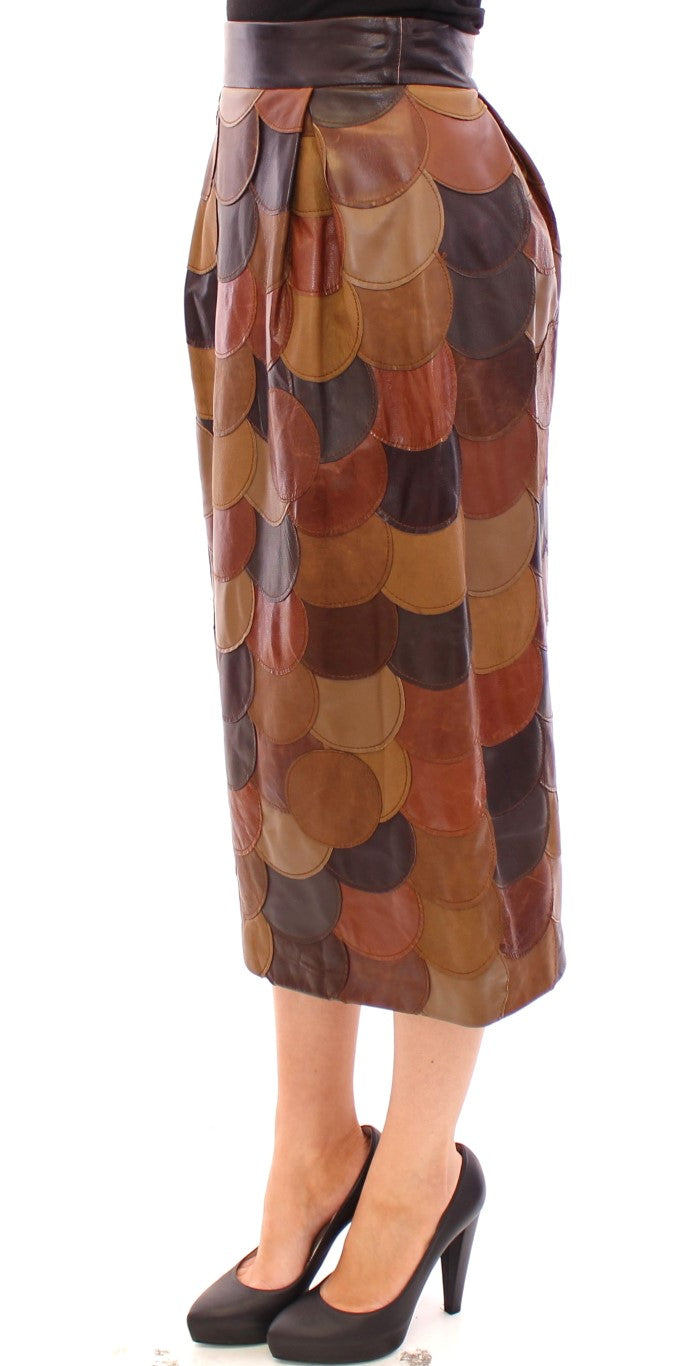 - Elegant Leather Patchwork Skirt