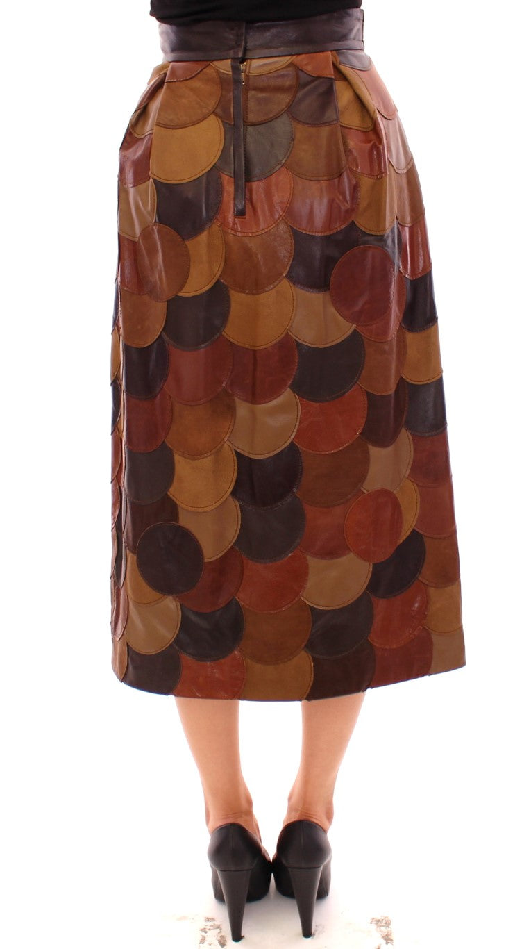 - Elegant Leather Patchwork Skirt