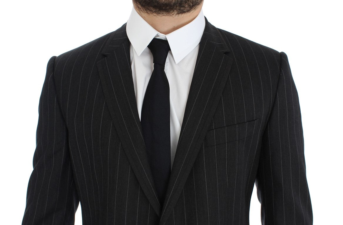 - Chic Gray Striped Wool Blazer Jacket