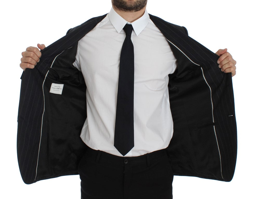 - Chic Gray Striped Wool Blazer Jacket