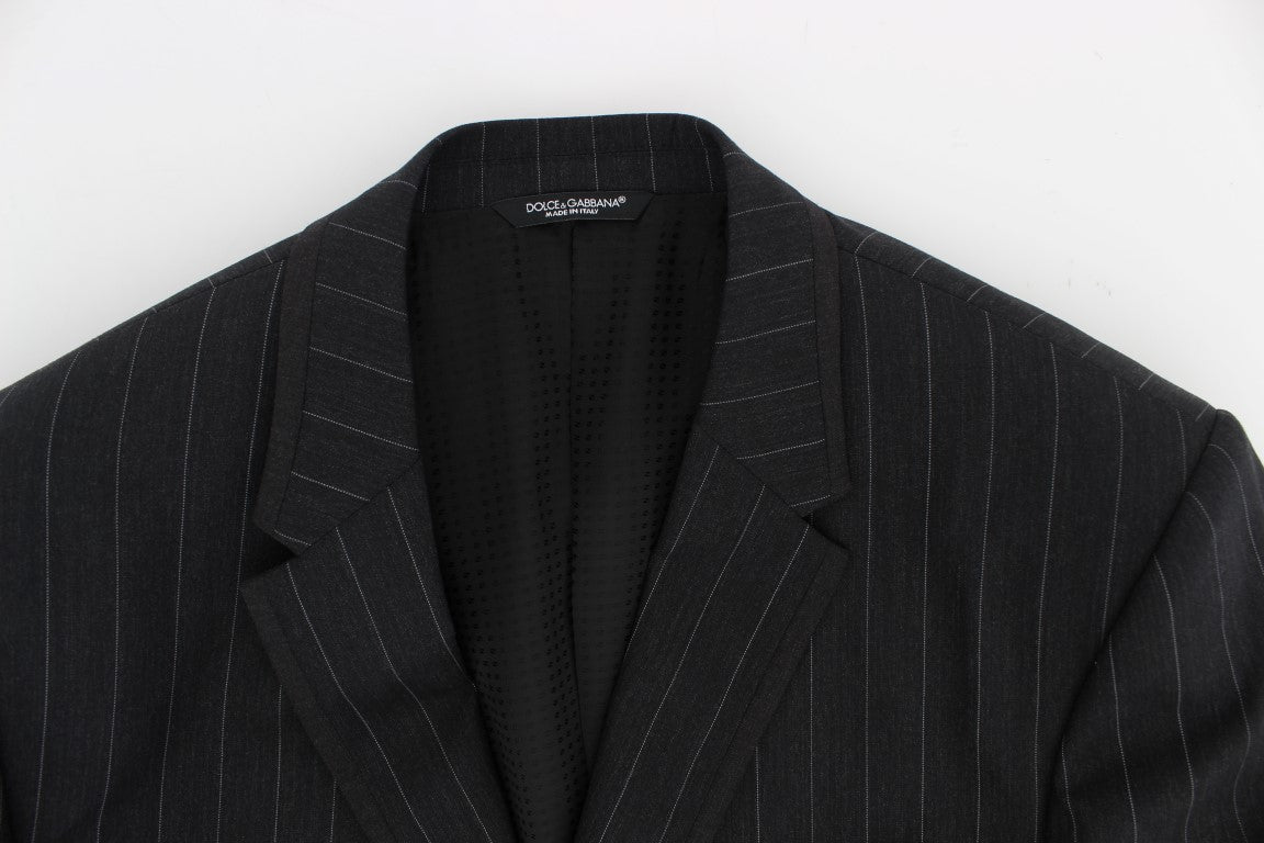 - Chic Gray Striped Wool Blazer Jacket