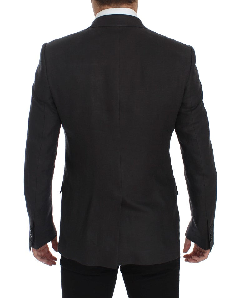 - Elegant Gray Linen Slim Fit Blazer and Vest