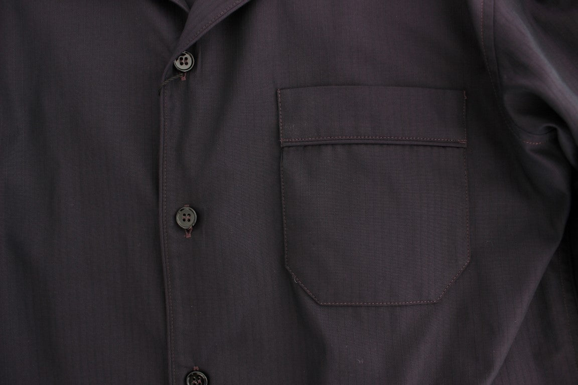 - Elegant Purple Striped Cotton Nightshirt
