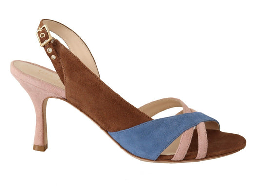 - Chic Multicolor Suede Slingback Heel Sandals