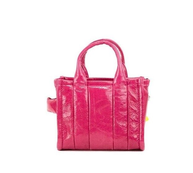 - The Shiny Crinkle Micro Tote Magenta Leather Crossbody Bag Handbag