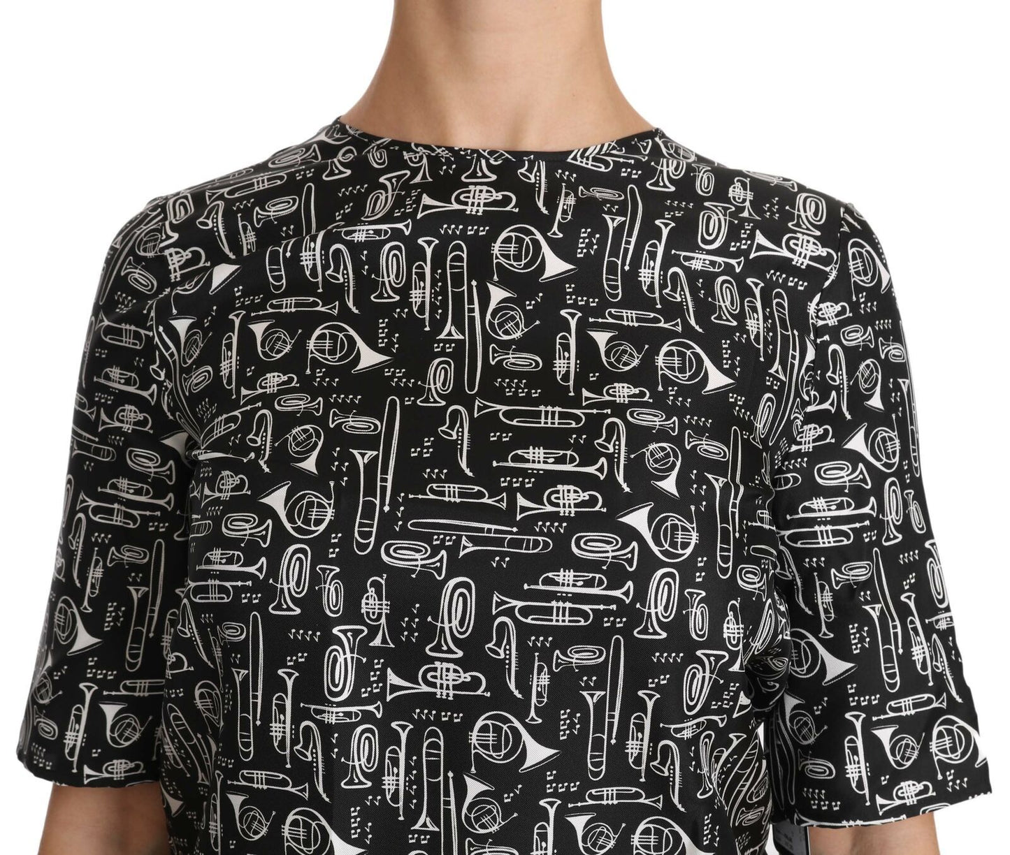 Exquisite Trumpet Print Silk Blouse by Dolce & Gabbana
