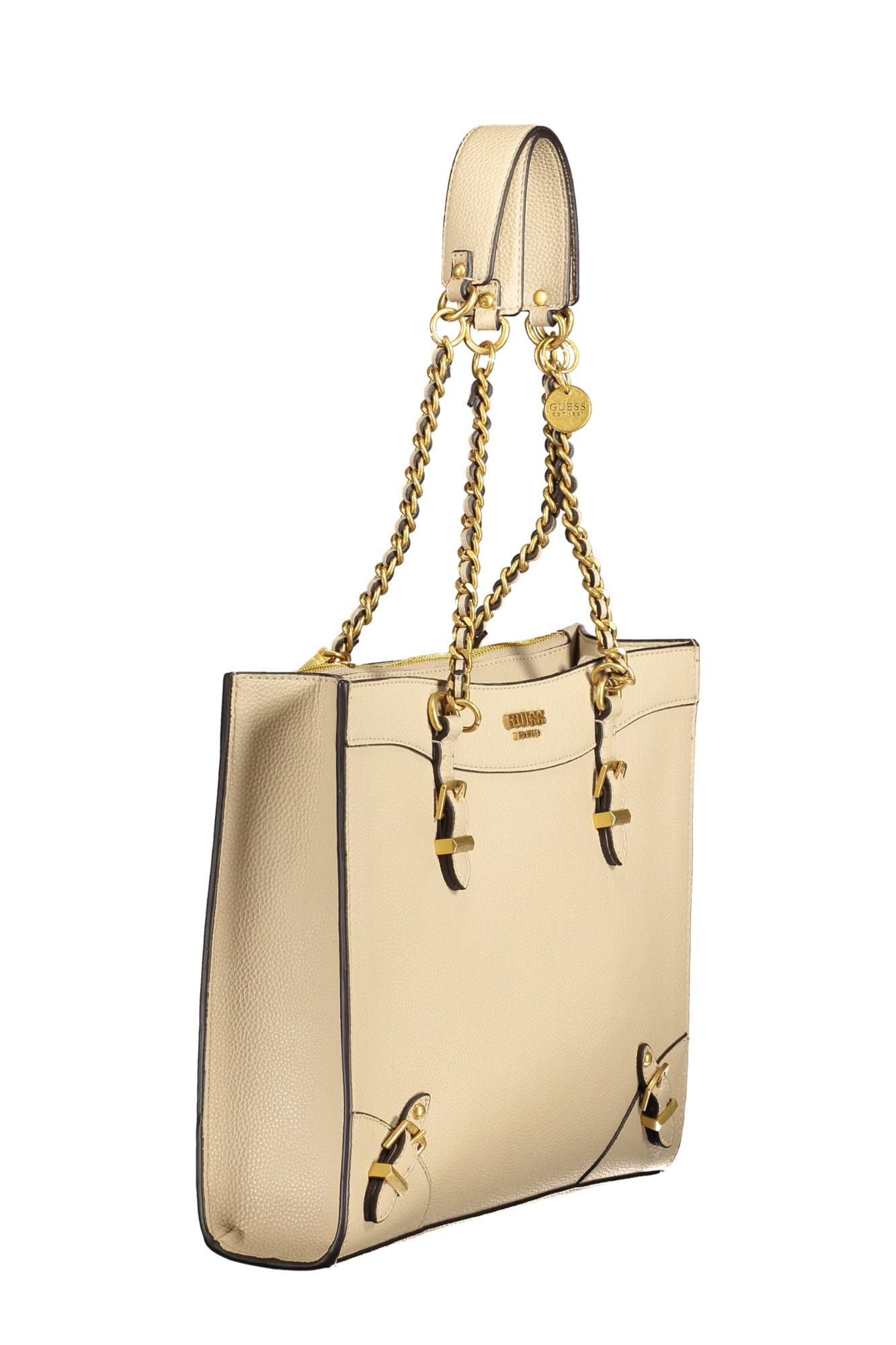 Guess Jeans Beige Handbag – Faux Leather, Elegant Everyday Accessory