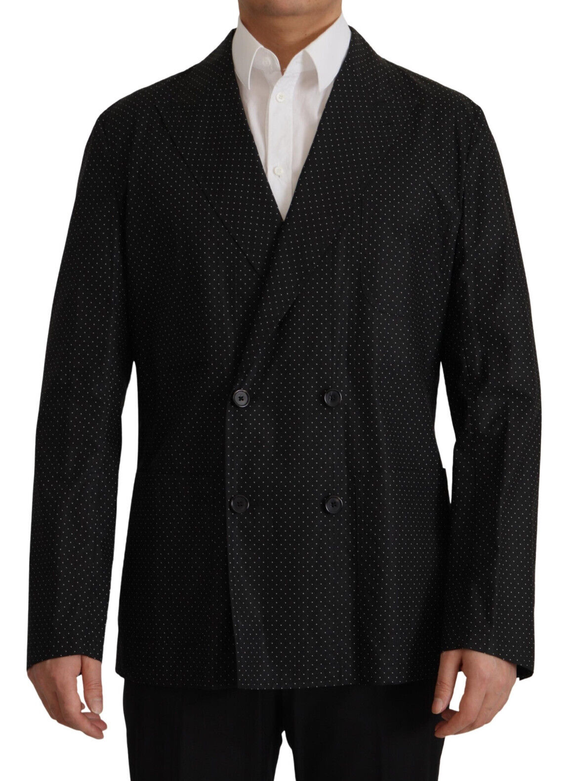 - Polka Dot Slim Double-Breasted Blazer