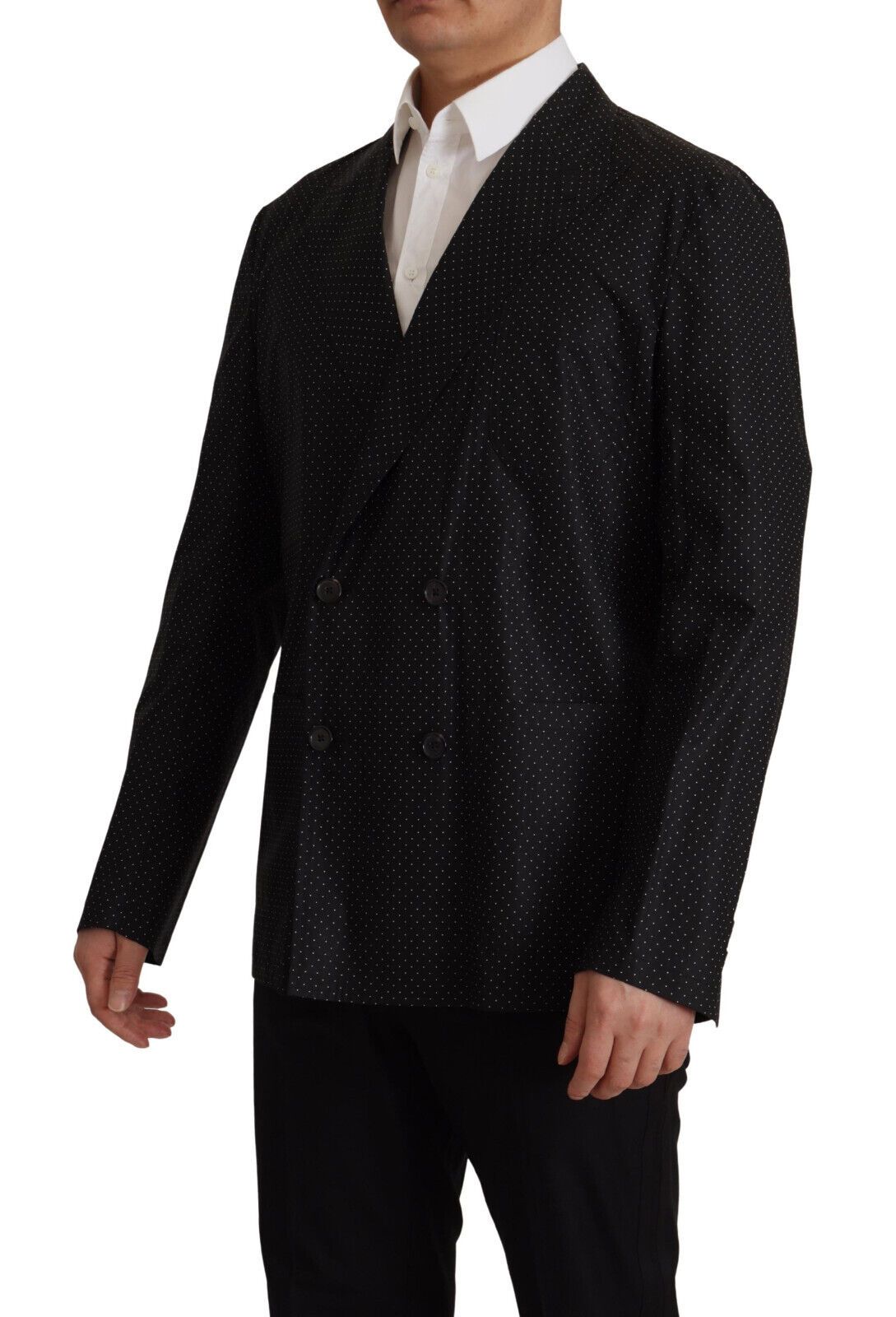 - Polka Dot Slim Double-Breasted Blazer