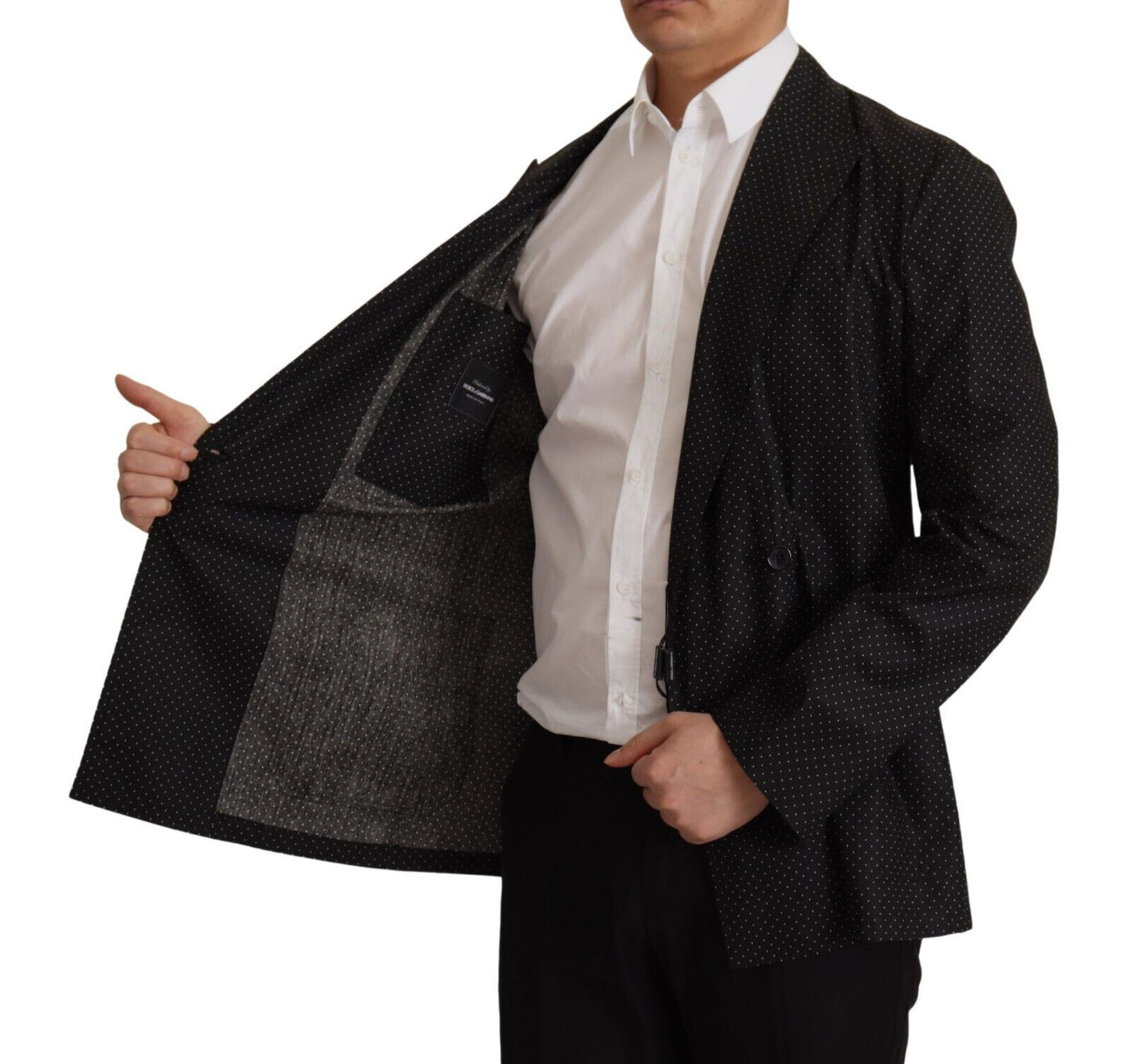 - Polka Dot Slim Double-Breasted Blazer