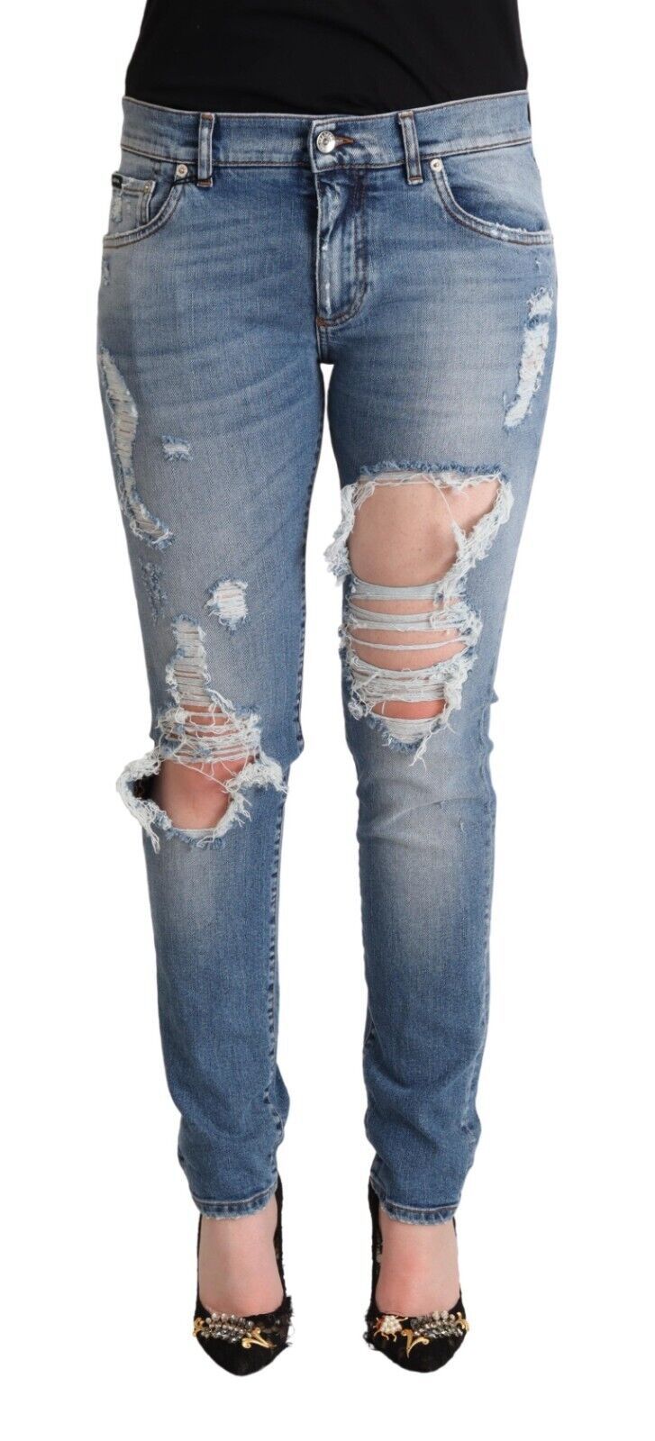 - Chic Distressed Denim Skinny Jeans