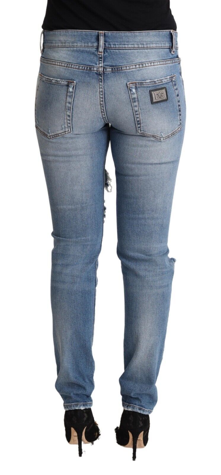 Chic Distressed Denim Skinny Jeans by Dolce & Gabbana