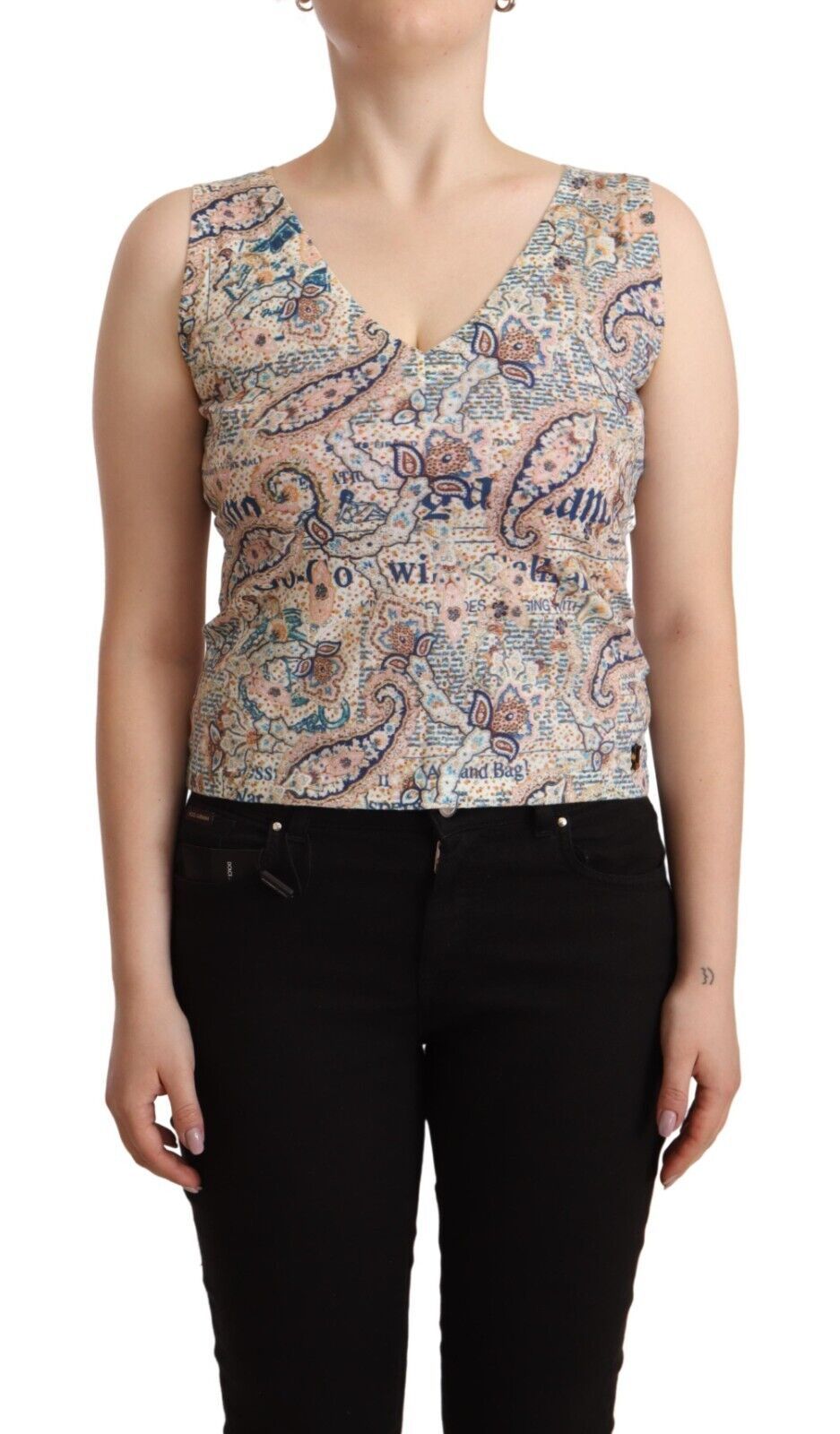 - Multicolor Cotton V-Neck Sleeveless Tank Top