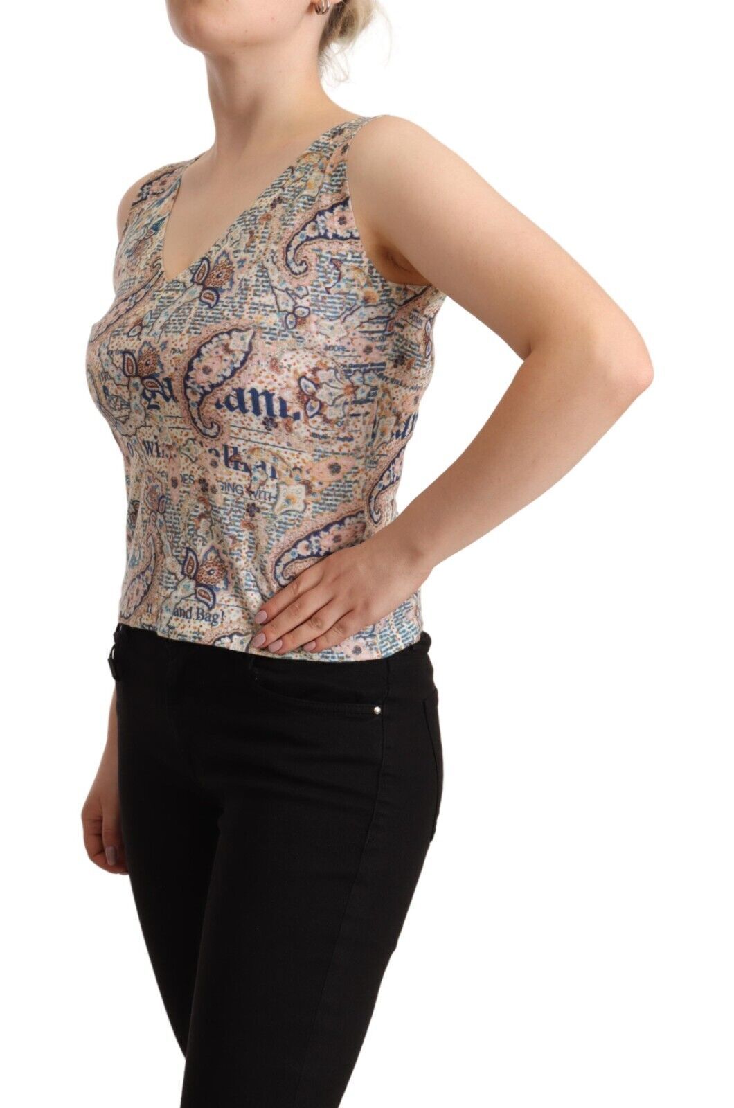 - Multicolor Cotton V-Neck Sleeveless Tank Top