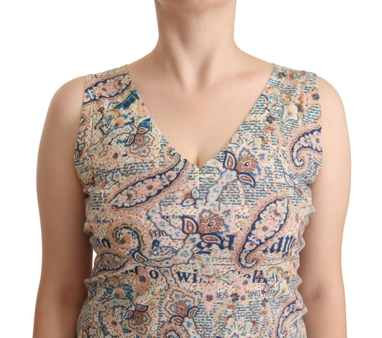 - Multicolor Cotton V-Neck Sleeveless Tank Top