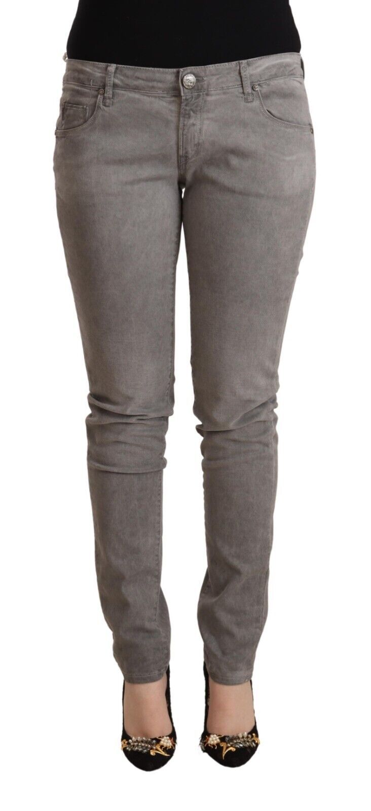 - Sleek Gray Skinny Low Waist Jeans
