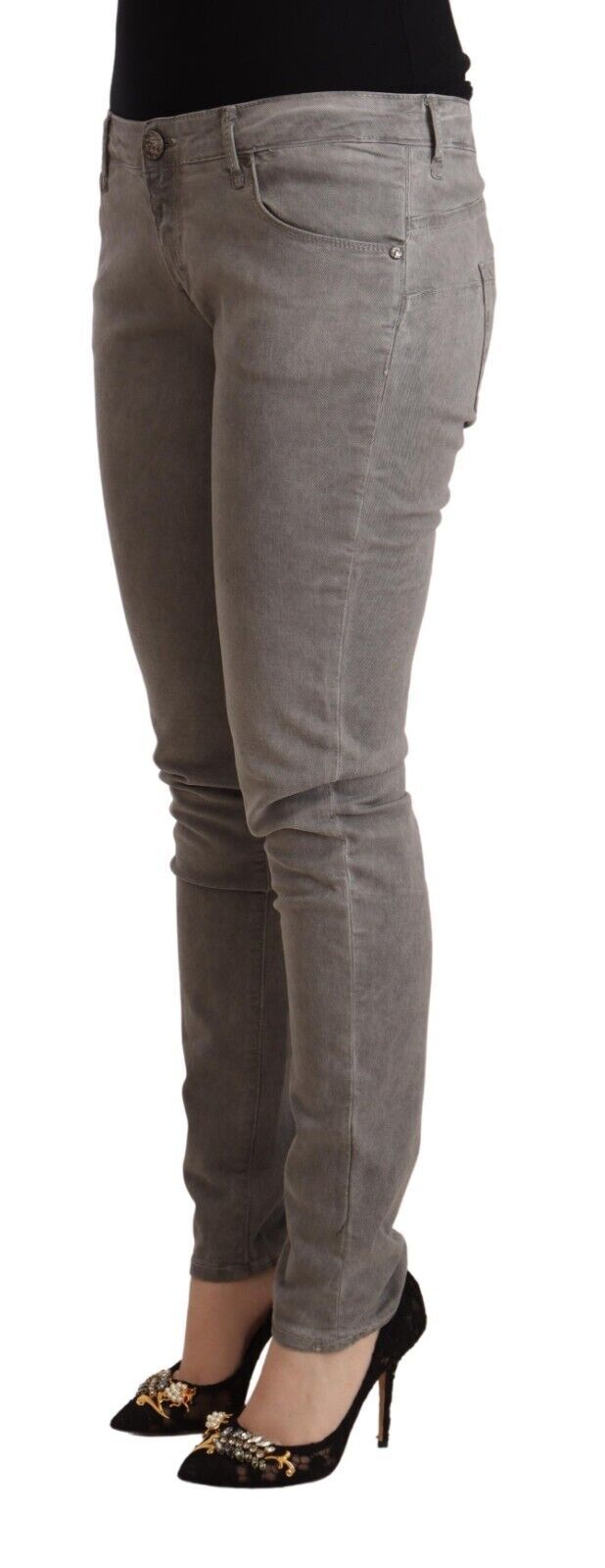 - Sleek Gray Skinny Low Waist Jeans