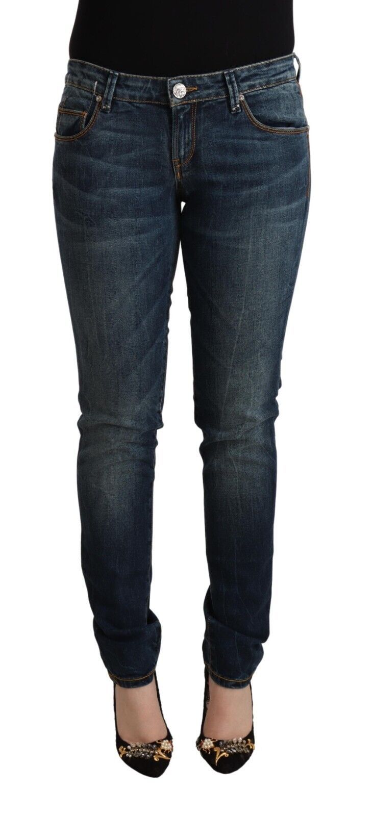 - Elegant Slim Fit Low Waist Denim Jeans