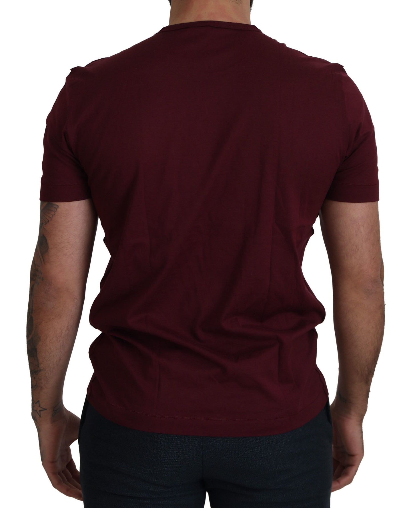 - Elegant Bordeaux Roses Motif Crewneck Tee
