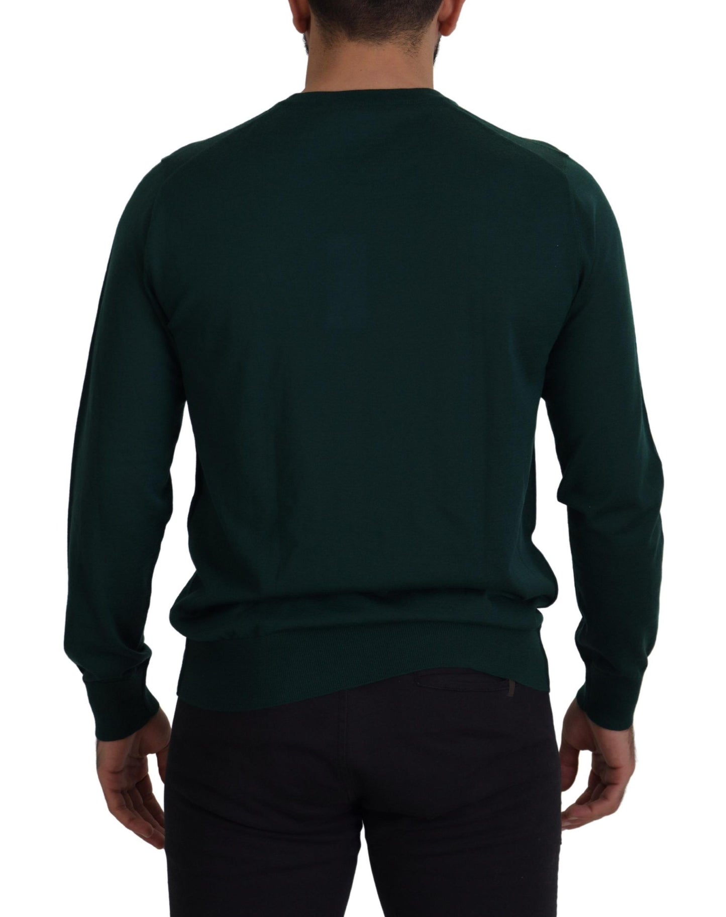 - Elegant Green Crewneck Cashmere Sweater