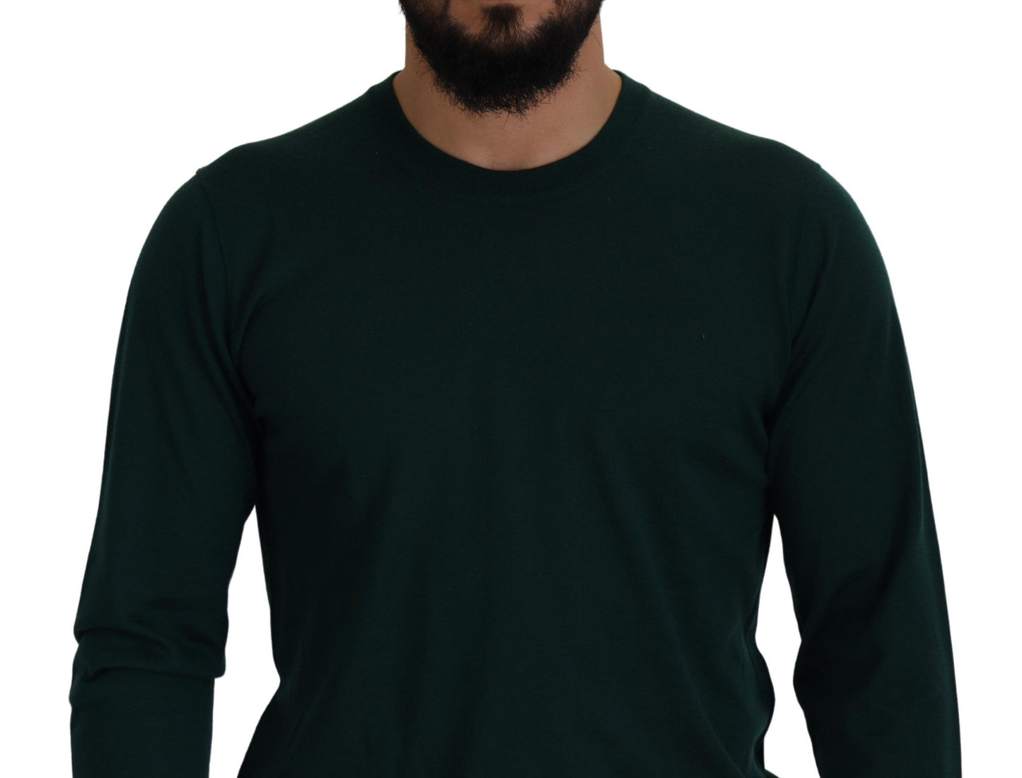 - Elegant Green Crewneck Cashmere Sweater