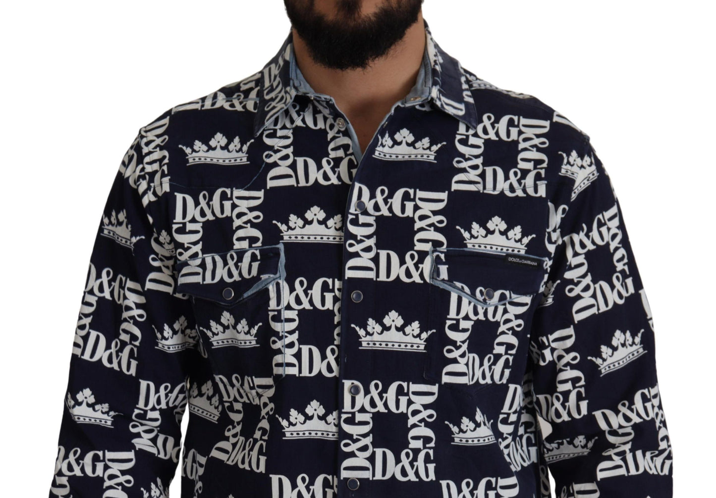 - Elegant Slim Fit Blue Crown Shirt
