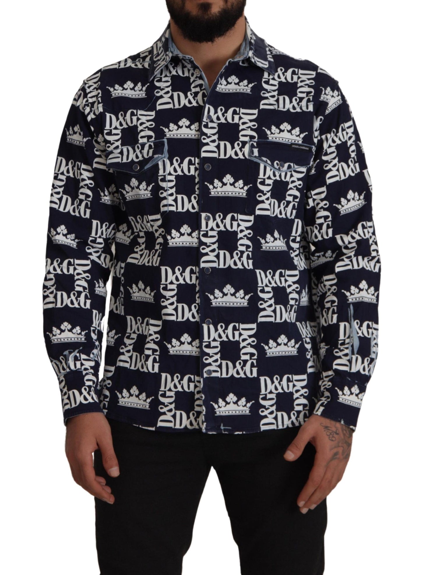 - Elegant Slim Fit Blue Crown Shirt