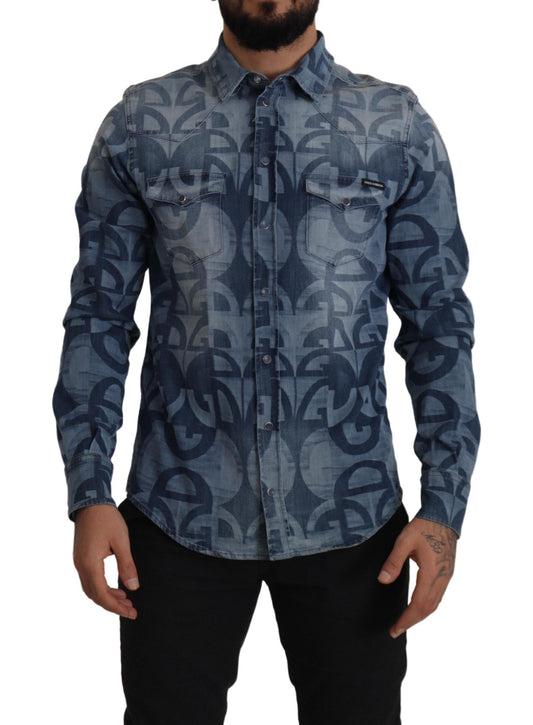 - Elegant Slim Fit Casual Blue Men's Shirt