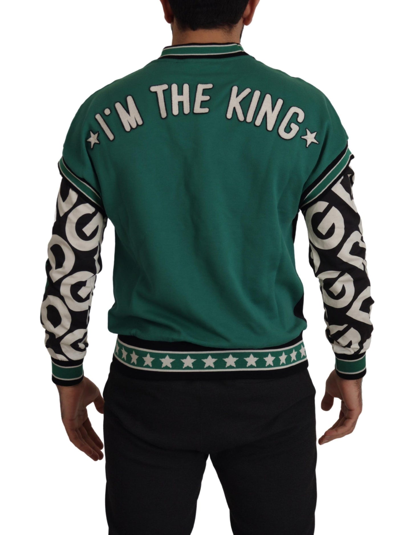 - Regal Crewneck Pullover Sweater - Black & Green