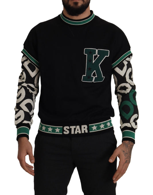 - Regal Crewneck Pullover Sweater - Black & Green